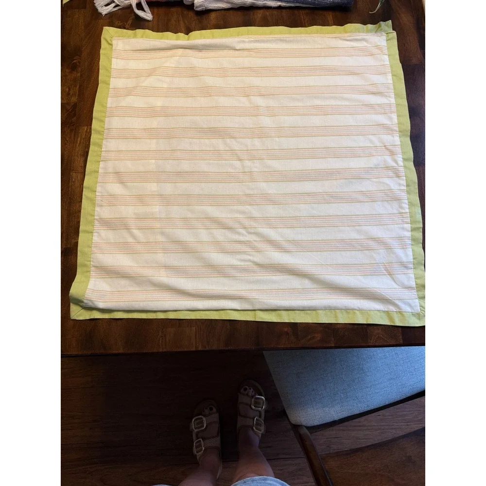 Martha Stewart Euro shams 27x27. Sage green with striping. Excellent condition.